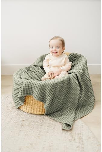 Konssy Waffle Baby Blanket - Soft Cozy Lightweight Swaddle for Boys Girls