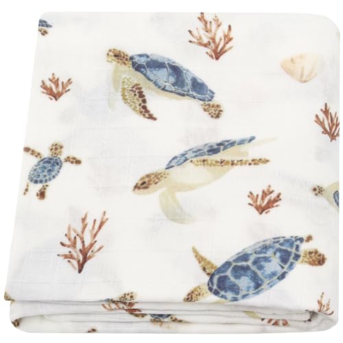 LifeTree Baby Swaddle Blanket 47 x 47 Sea Turtle Print