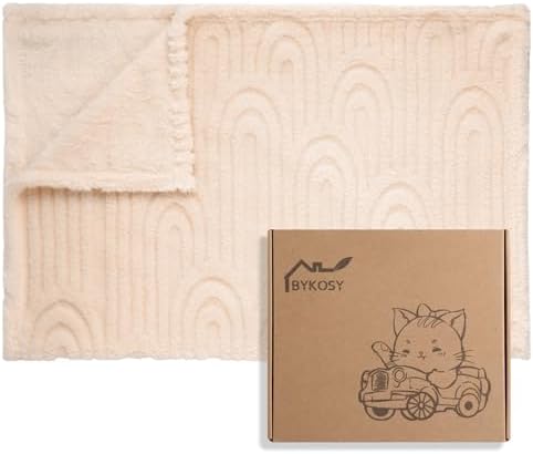 Baby Blanket - Ultra Soft Checkered Gift Box with Rainbow Pattern 30x40 Inches Beige