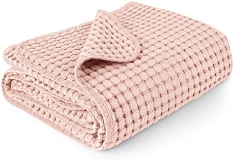 Konssy Waffle Baby Blanket - Soft Cozy Lightweight Ideal for Wrapping Pink