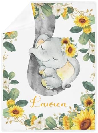 Deven Sleepy Elephant Sunflower Cooling Blanket for Toddler 1