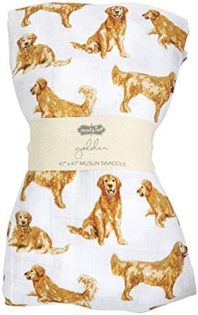 Mud Pie Golden Retriever Muslin Swaddle Blanket