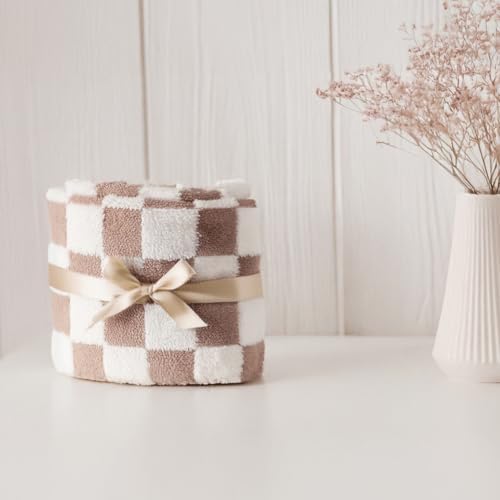FIGEPO Ultra Soft Fuzzy Baby Bed Blanket 30x40 Reversible with 3D Chessboard Design
