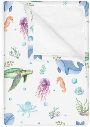 Boho Sea Animals Baby Blanket - Flannel 30x40inch