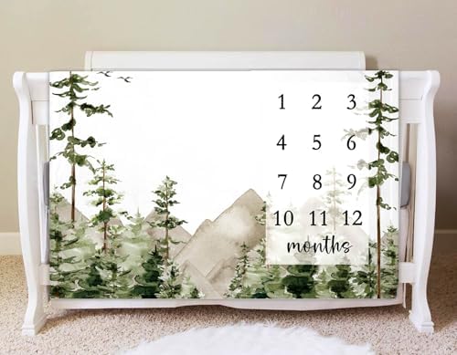 Yuzioey Milestone Blanket with Birth Stats 50x40 Green