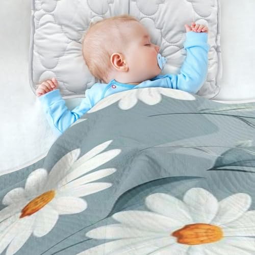 YJMYDDZ Baby Blanket with White Flowers 30x40 Inch