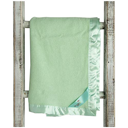 Bamboo Rayon Toddler Security Blanket - Soft Light Green with Satin Edging