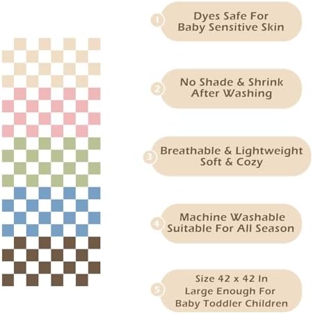REPRECONF Ultra Soft Checkered Muslin Blanket Set of 2 for Baby