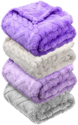 VitalCozy 4 Pcs 3D Fluffy Baby Blanket Set