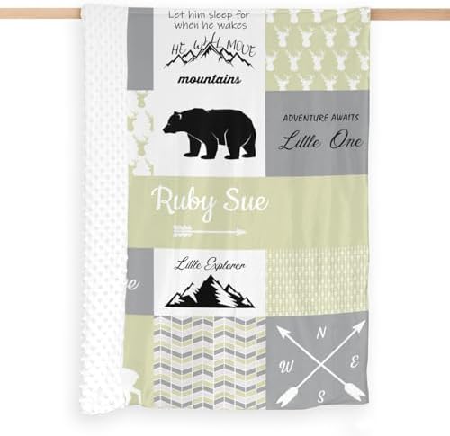 Personalized Baby Blanket for Girls with Name - Yellow Woodland Design