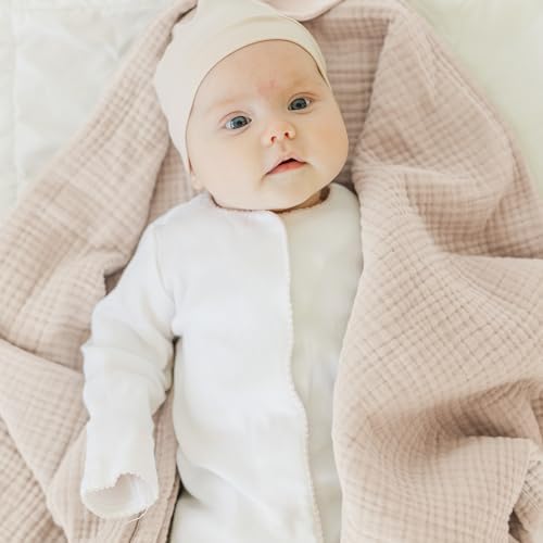 MairMore Muslin Baby Blanket - Soft Ivory 47x47 Inch Neutral Swaddling