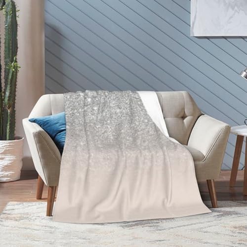 Girly Silver Glitter Ombre Flannel Blanket - Double Sided