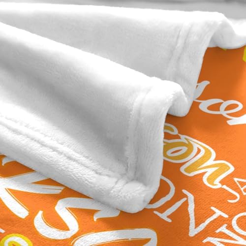 Deven Name Text Orange Baby Blanket - Custom Soft Swaddle 30x40