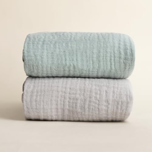 Synrroe Muslin Swaddle Blankets 2 Pack 40x40 Inches