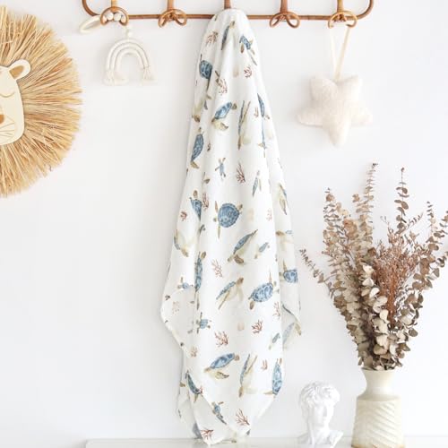 LifeTree Baby Swaddle Blanket 47 x 47 Sea Turtle Print