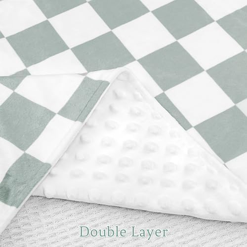 DILIMI Soft Warm Baby Blanket Green Checkerboard