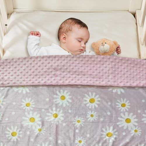 CLOSOCKEY Baby Blanket Daisy 30x40 Inch Double Layer Minky