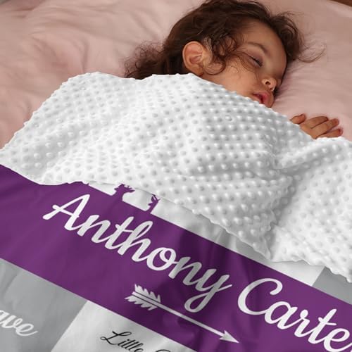 Personalized Baby Blanket for Boys with Name Purple Woodland Design 50x60 Inch