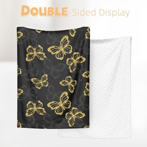 Salelf Golden Glitter Butterflies Baby Blanket 30x40 Inch 1