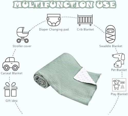Hooyax Muslin Baby Blanket 30 x 40 Green 1