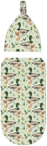 Muishi Farm Animal Mallard Duck Swaddle Blanket Hat Set 1