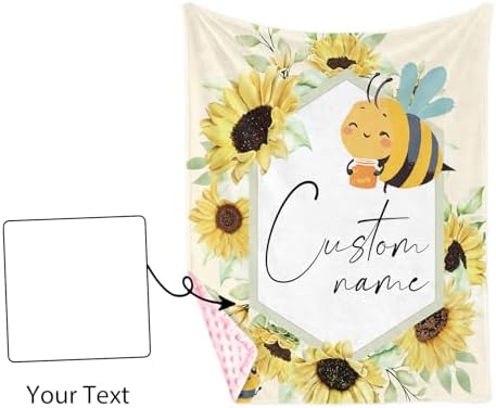 Personalized Baby Blanket with Yellow Bee Design