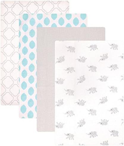 Luvable Friends 4-Pack Cotton Flannel Receiving Blankets for Baby