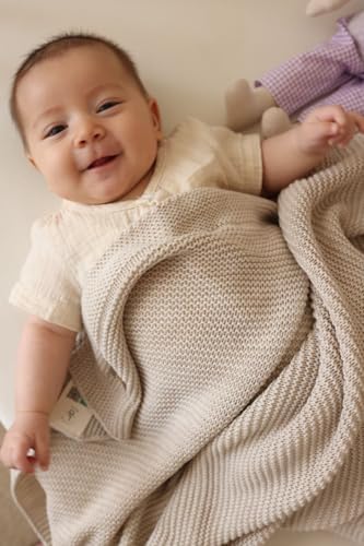 Little Dedi Soft Baby Knitted Blanket - 30x40 Neutral Stone