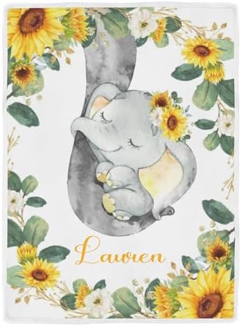 Deven Sleepy Elephant Sunflower Cooling Blanket for Toddler 1
