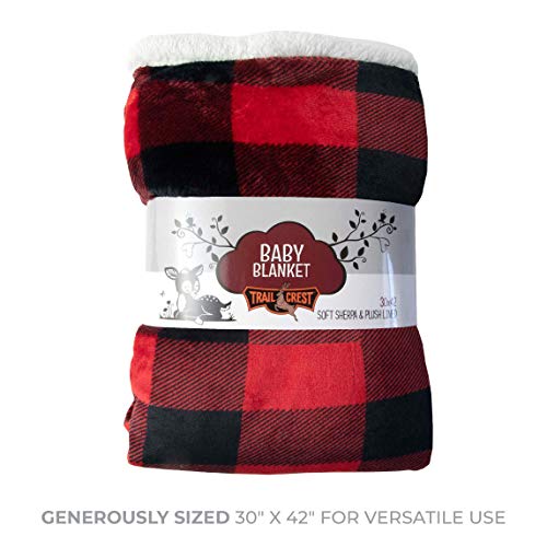 TrailCrest Ultra Soft Sherpa Fleece Plaid Baby Blanket 1