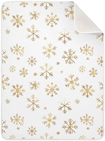 KJIZMO Gold Snowflake Baby Blanket 30x40 1