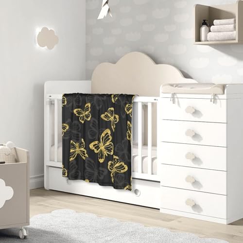 Salelf Golden Glitter Butterflies Baby Blanket 30x40 Inch 1