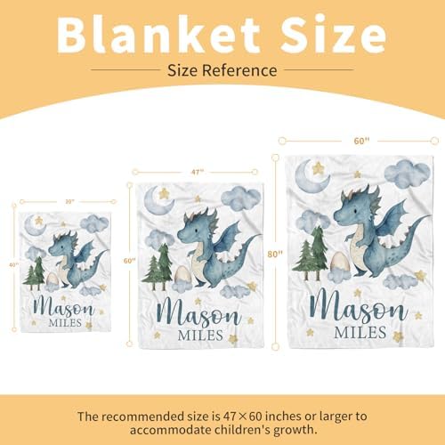 Personalized Baby Boy Dinosaur Blanket Custom Name Blanket for Toddlers and Infants