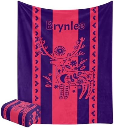 Custom Personalized Deer Red Stripe Baby Blanket for Newborn