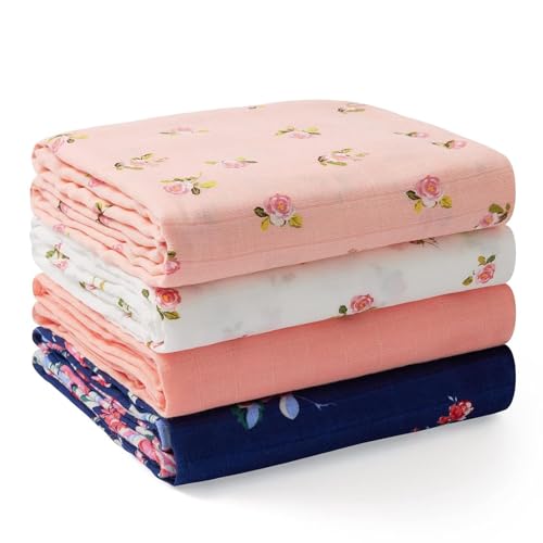Momcozy Muslin Swaddle Blankets 4 Pack 47x47 Inches