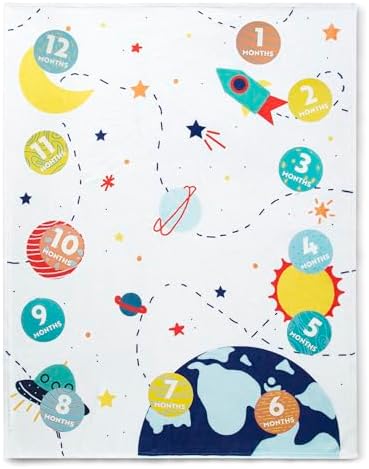 Delta Children Milestone Baby Blanket with 12 Space-Themed Cards