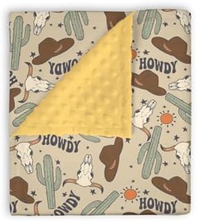 Mink Baby Blanket with Dotted Backing and Neon Pattern