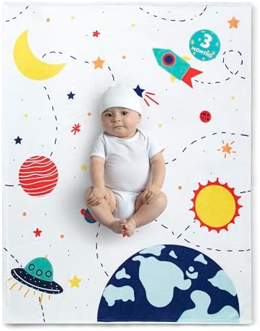 Delta Children Milestone Baby Blanket with 12 Space-Themed Cards