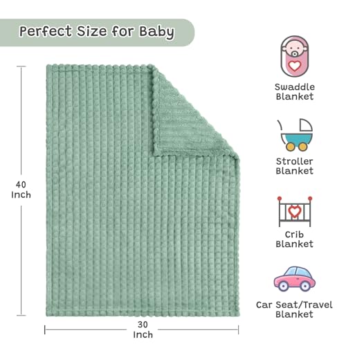 Yameishy Fleece Baby Blanket - 30x40 Inch Ultra Soft 3D Grid Design