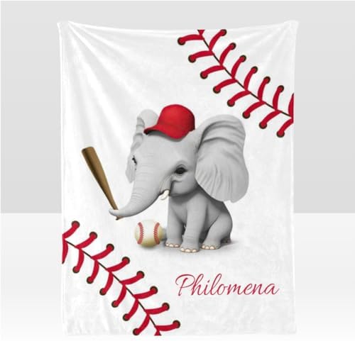 Personalized Baseball Elephant Baby Blanket 30x40inch