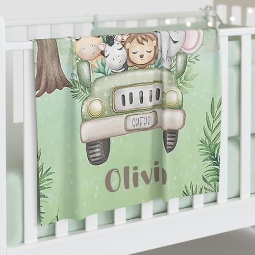 Customized Name Baby Forest Animal Blanket