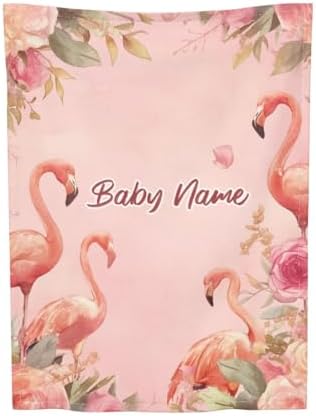 COWSROCK Flamingo Baby Blanket with Name Custom Print
