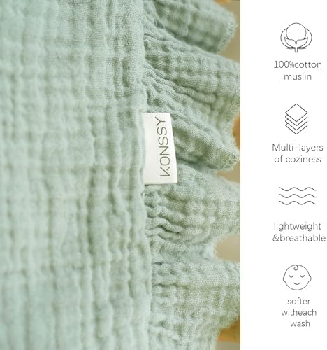 Konssy Flounce Muslin Baby Blanket 40x36 Leafy Design