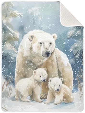 Soft Baby Blanket for Boys Girls 30x40 Inch Polar Bear Bed Blanket