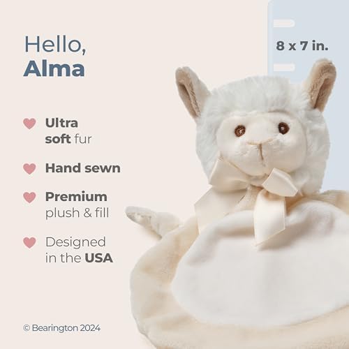 Bearington Collection Llama Lovey Blanket - 8x7 in Snuggly Security Companion