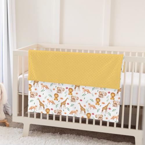 Soft Mink Dotted Baby Blanket with Safari Animals Print