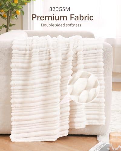 HOMRITAR White 30x40 Baby Blanket with Striped Design