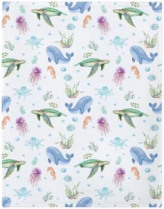 Boho Sea Animals Baby Blanket - Flannel 30x40inch