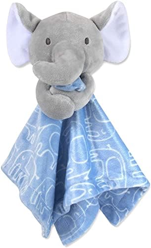 Minky Animal Snuggler Lovey Blanket for Kids - Blue Elephant Design
