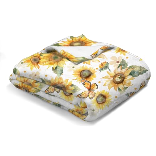 Yellow Sunflower Flannel Baby Blanket 60x80